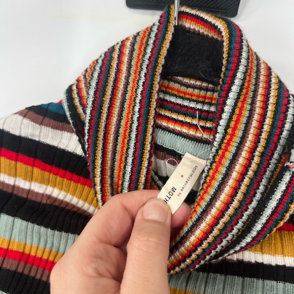 Moth by Anthropologie Fawcett Striped Ribbed Turtleneck Sweater - Picture 5 of 8